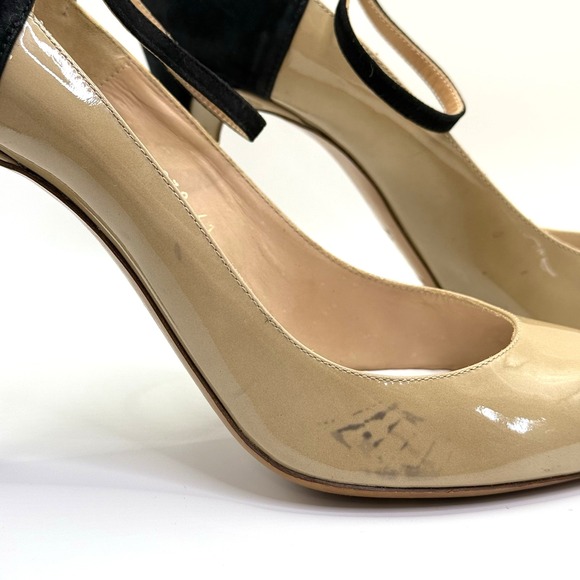 Maison Margiela Nude & Black T-Strap Patent‎ Leather Heels Sz 41 Italy Stilettos - Picture 3 of 12